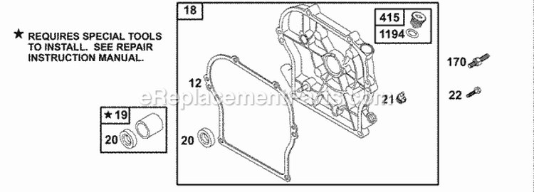 Crankcase CoverSump 2 Diagram and Parts List for  Briggs and Stratton Engine
